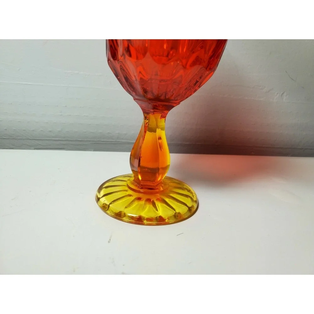 Vintage Fenton Glass Epic Petal Persimmon‎ Swung Stretch Vase/Compote/Bowl